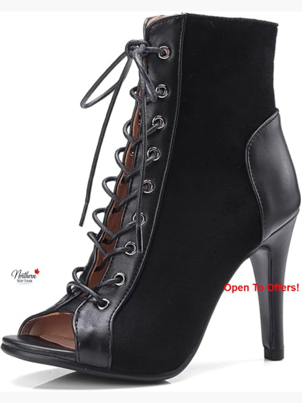 Synthetic Suede Lace Up Heeled Sandals for Dance